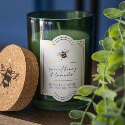 Large Glass Scented Candle with Cork Lid - Bee Orchard Blossom - Image 7
