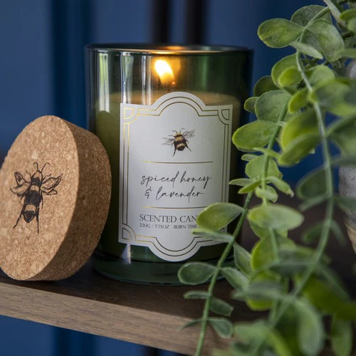 Large Glass Scented Candle with Cork Lid - Bee Orchard Blossom - Image 8
