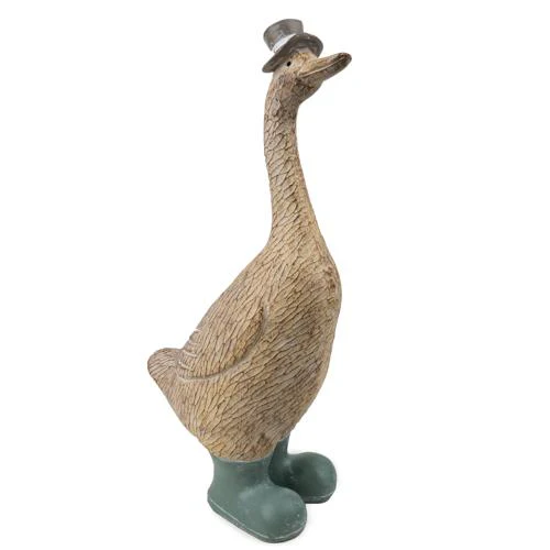 Large Grey Duck Ornament with Spotty Wellies - 38.5cm