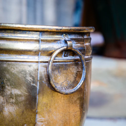 Antique Gold Large Metal Planter - Image 5