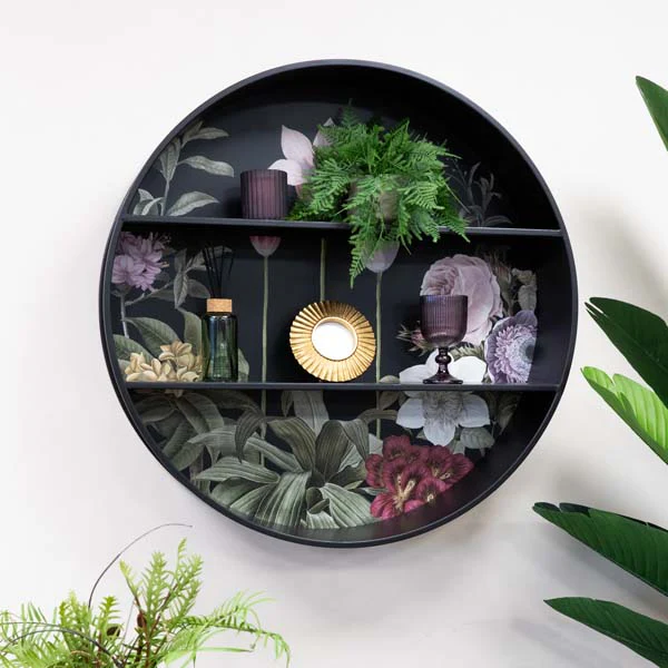 Large Metal Wall Unit with Shelves Black