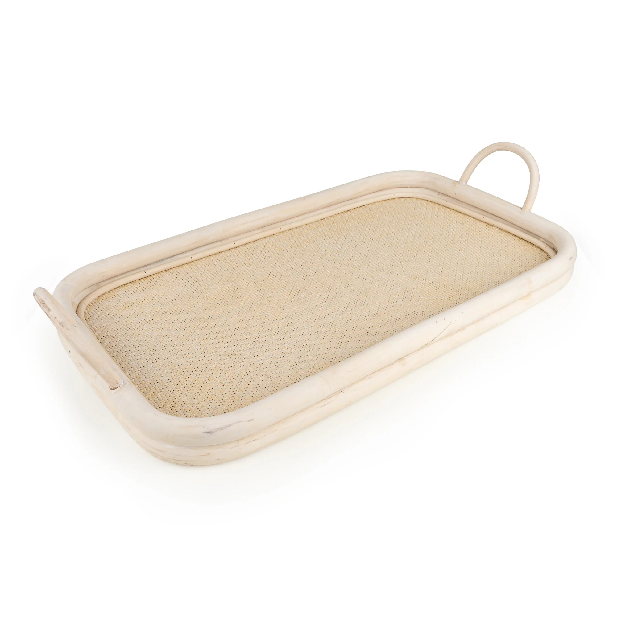 Large Rattan Tray with Handles - Image 2