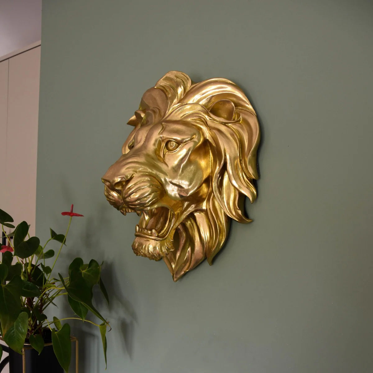 Majestic Gold Roaring Lion Wall Sculpture - Image 2