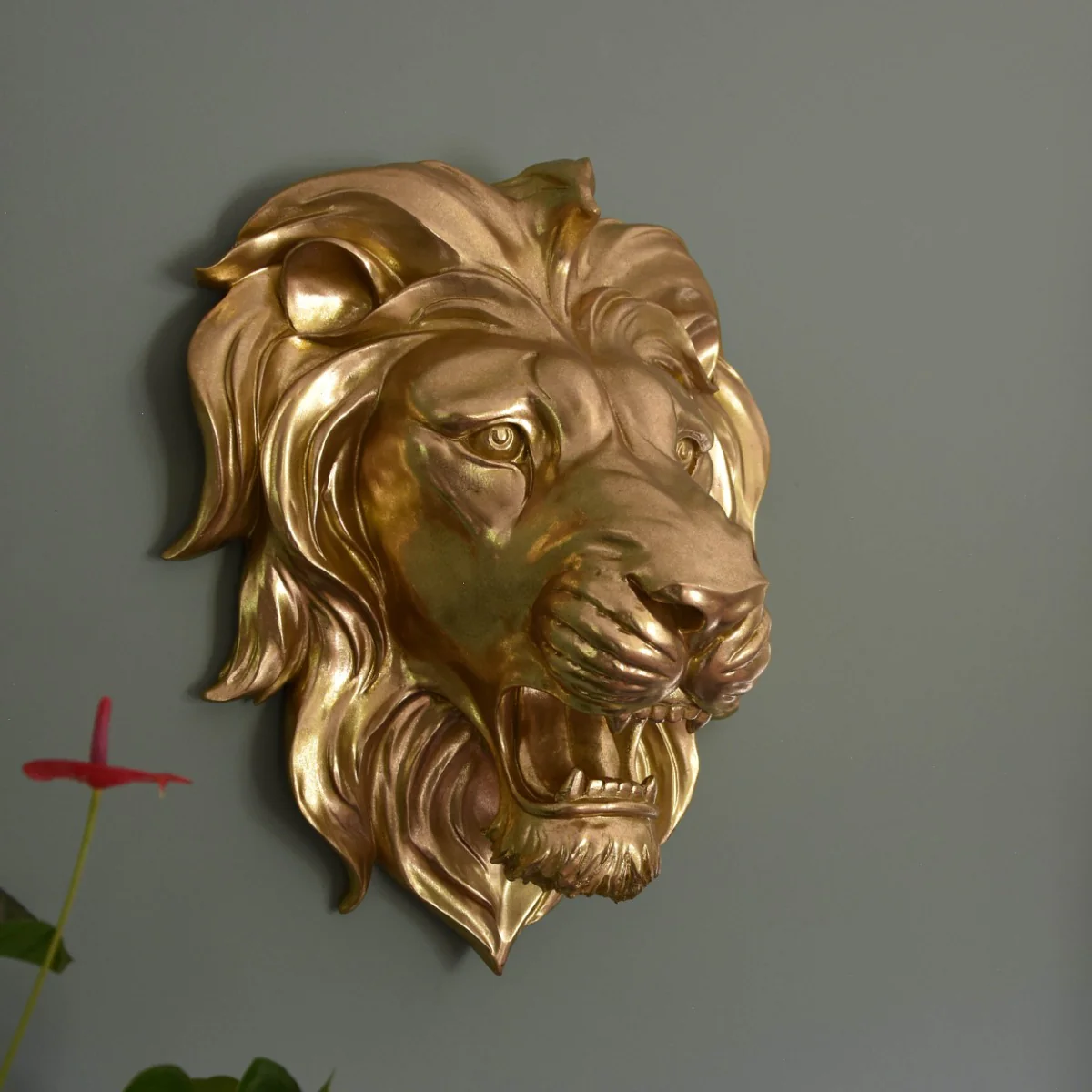 Majestic Gold Roaring Lion Wall Sculpture - Image 3