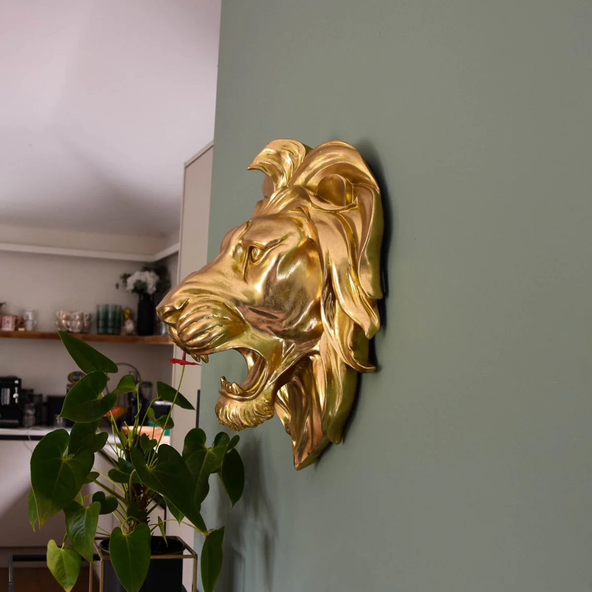 Majestic Gold Roaring Lion Wall Sculpture - Image 4
