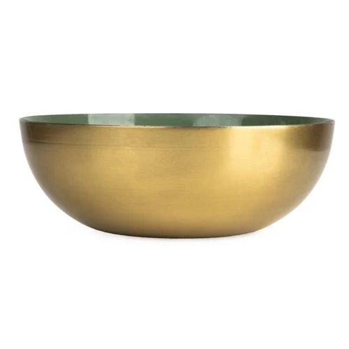Large Olive Green Metal & Enamel Round Bowl - Image 4