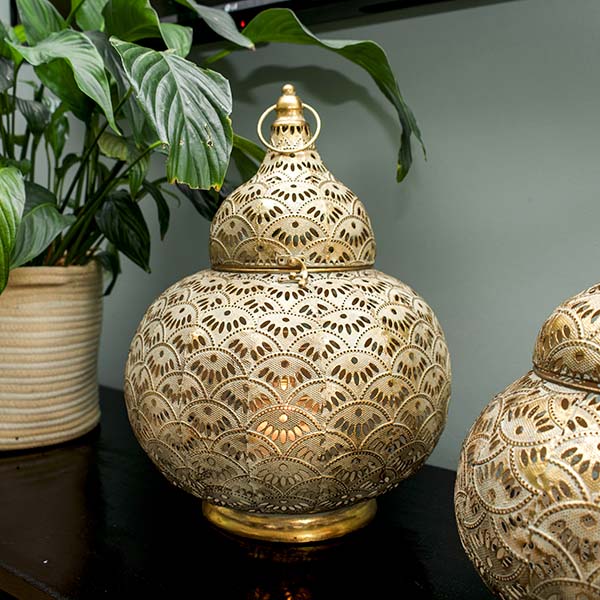 Exquisite Large Gold Lantern with Intricate Detailing