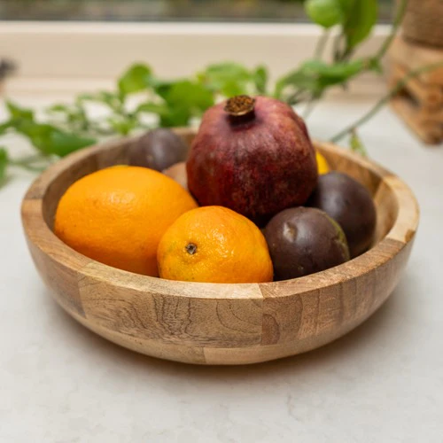 Large Round Mango Wood Bowl