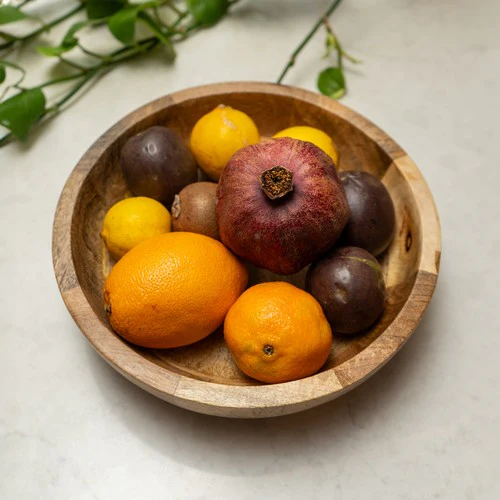 Large Round Mango Wood Bowl - Image 2