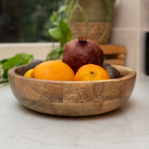 Large Round Mango Wood Bowl - Image 3