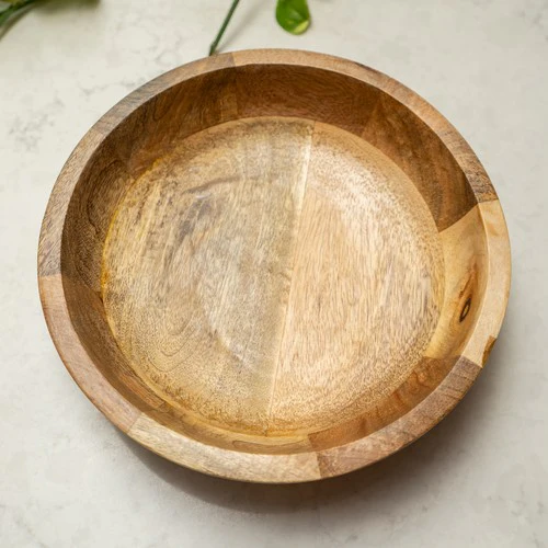 Large Round Mango Wood Bowl - Image 4