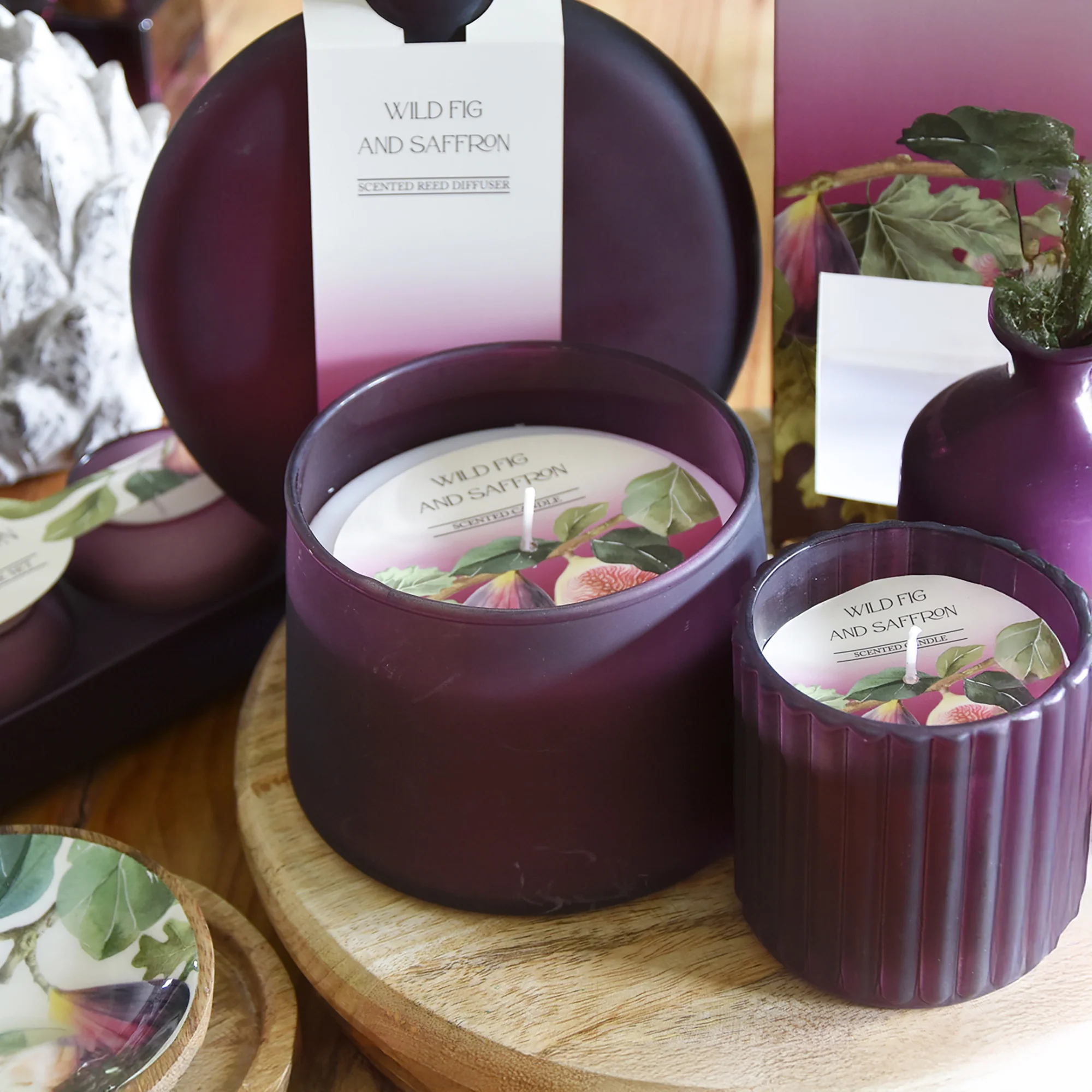 Large Tapered Candle - Figs and Frosted Plum