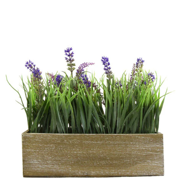 Lavender and Onion Grass Ensemble in Rustic Wooden Box - Image 3
