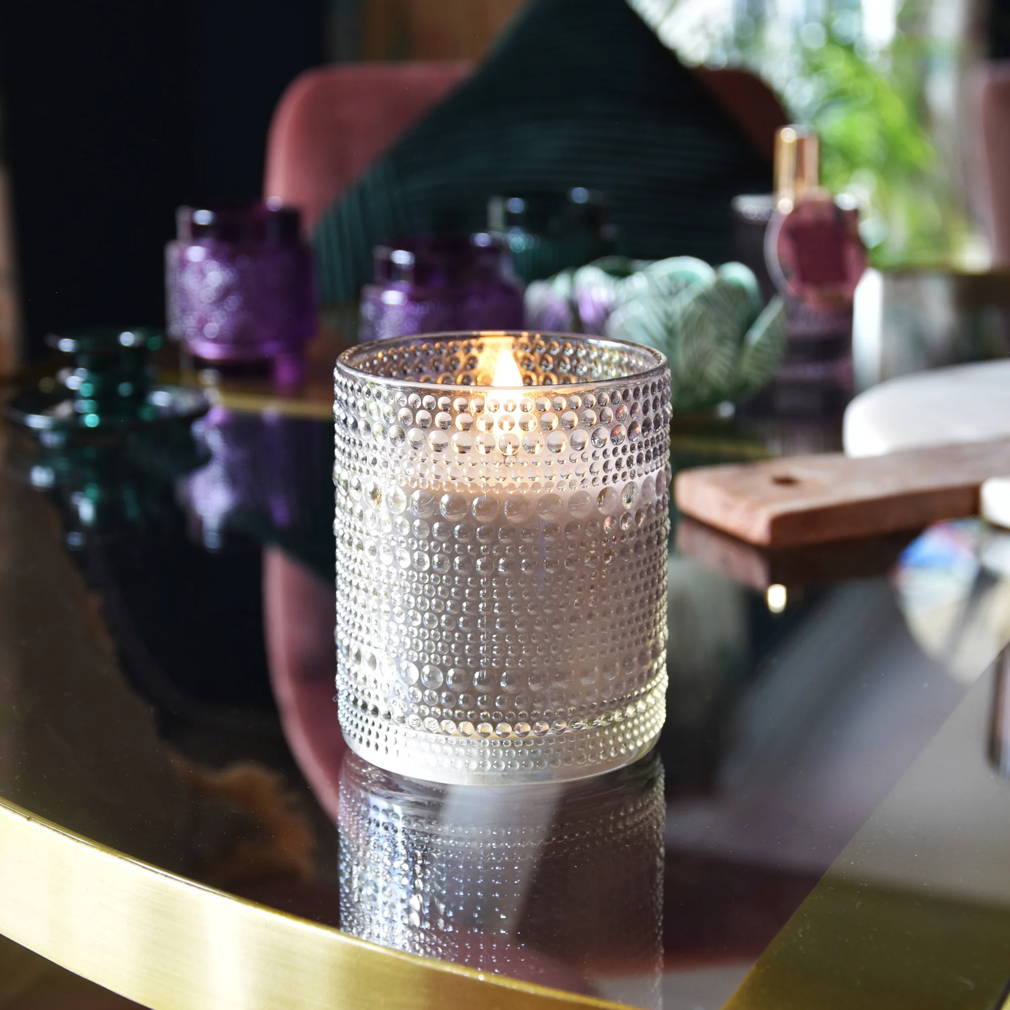LED Glass Candle in Smoky Black