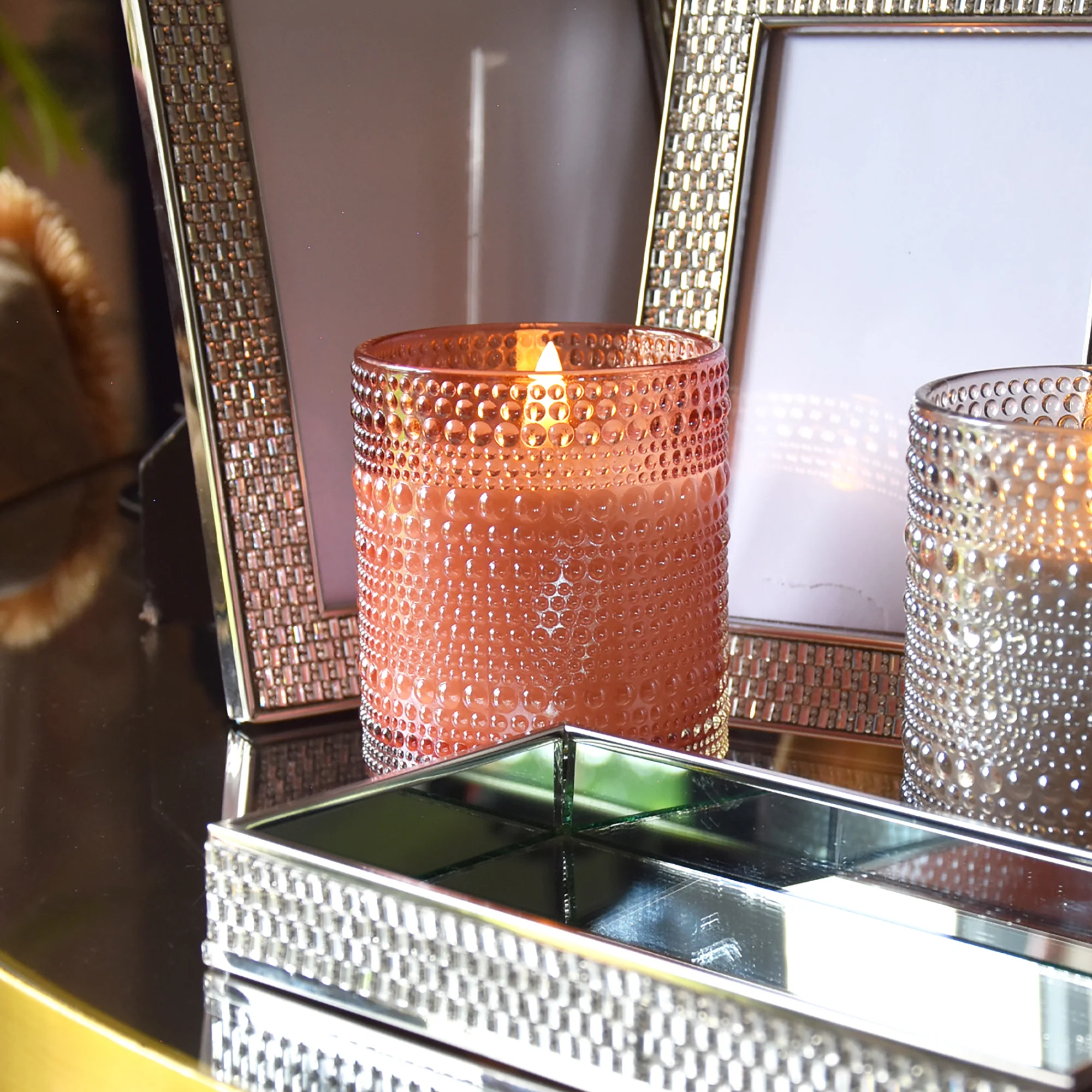 LED Glass Candle in Terracotta - Image 2