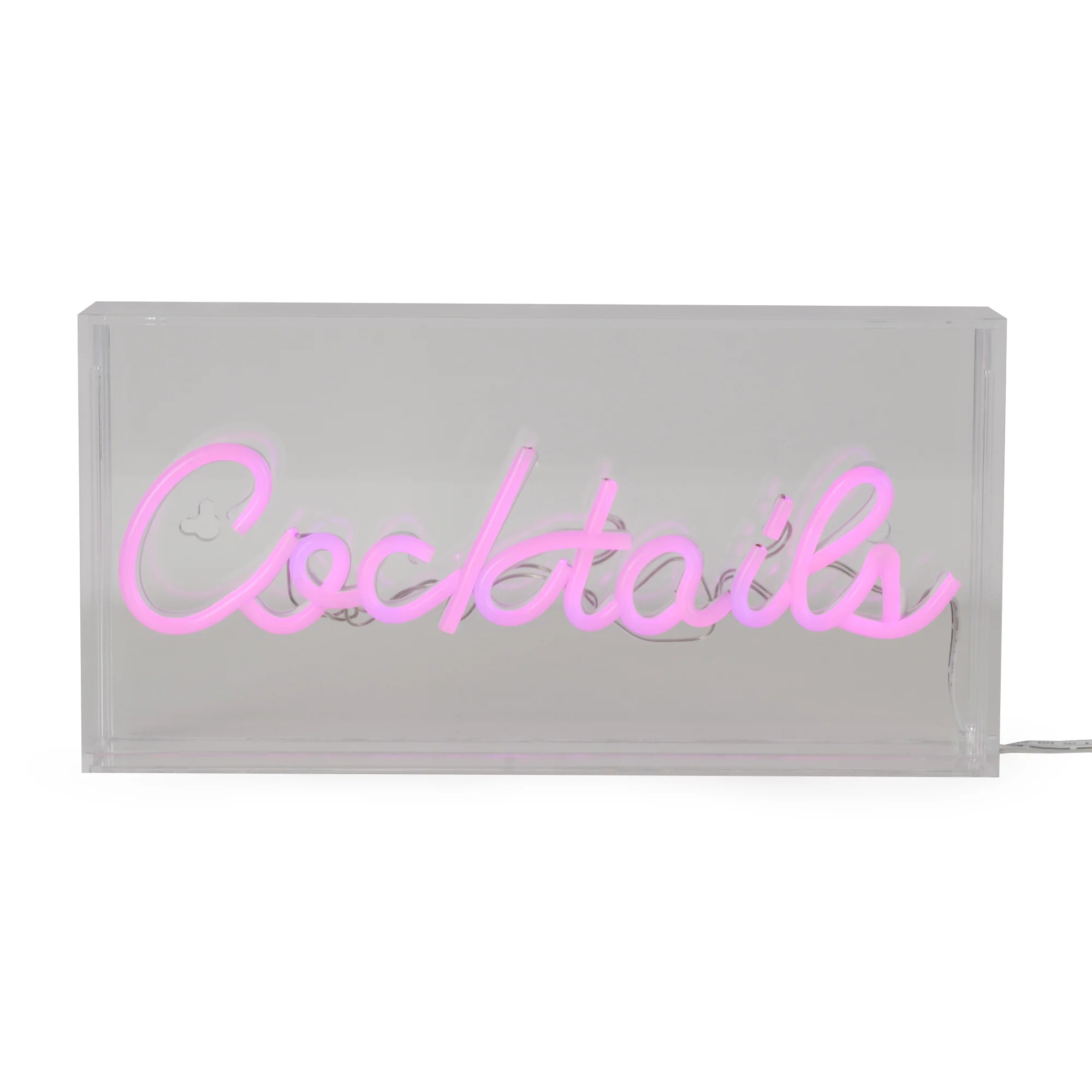 Retro Pink Neon Cocktails Sign Light Box - Image 3