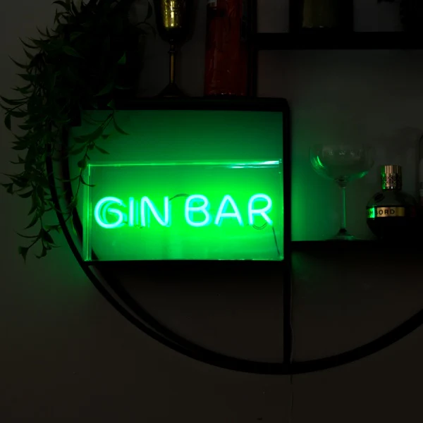Retro Green Neon Light Box Gin Bar - Image 2