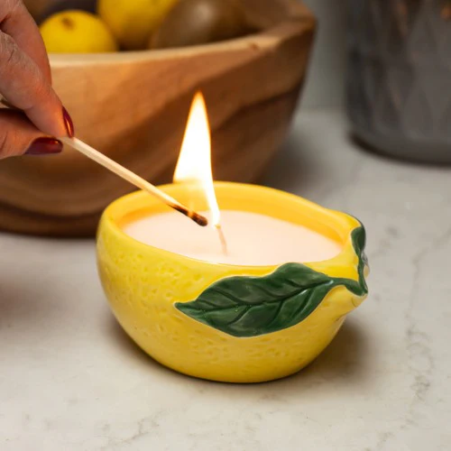 Lemon Ceramic Candle Mediterranean Lemon & Sicilian Basil Scent