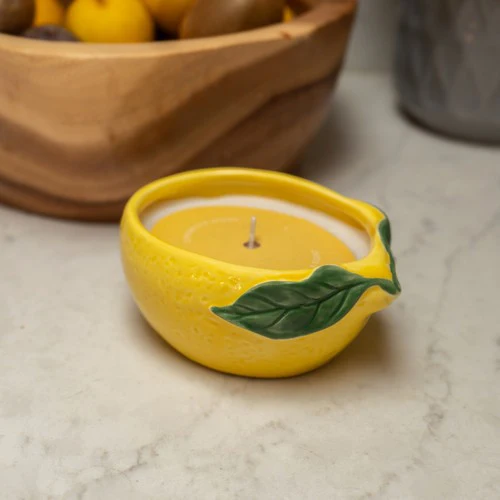 Lemon Ceramic Candle Mediterranean Lemon & Sicilian Basil Scent - Image 2