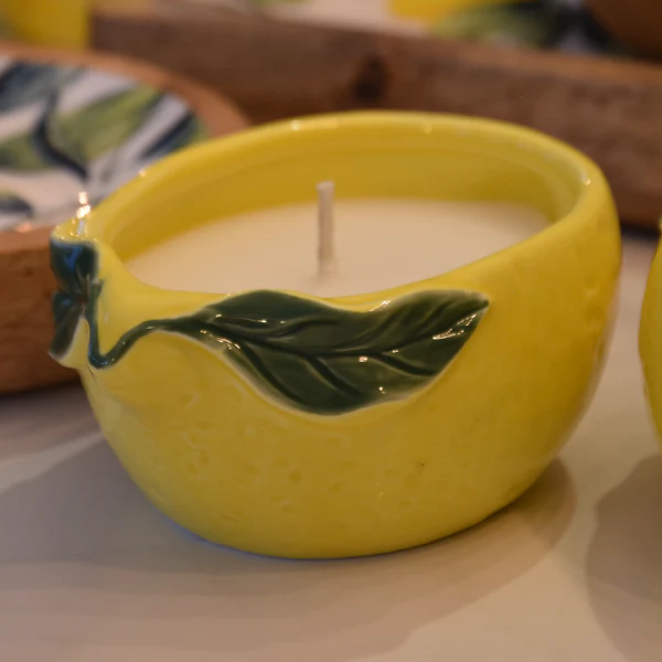 Lemon Ceramic Candle Mediterranean Lemon & Sicilian Basil Scent - Image 3