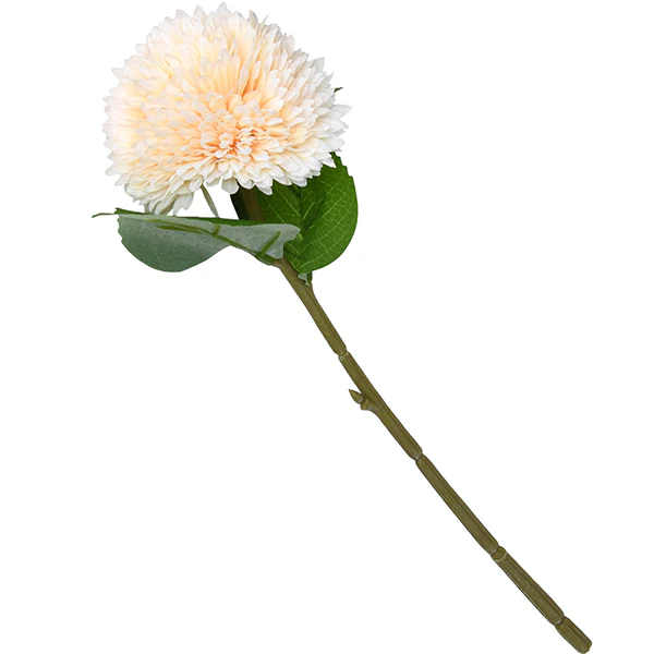 Light Peach Lifelike Chrysanthemum with a Single Green Stem - Image 2