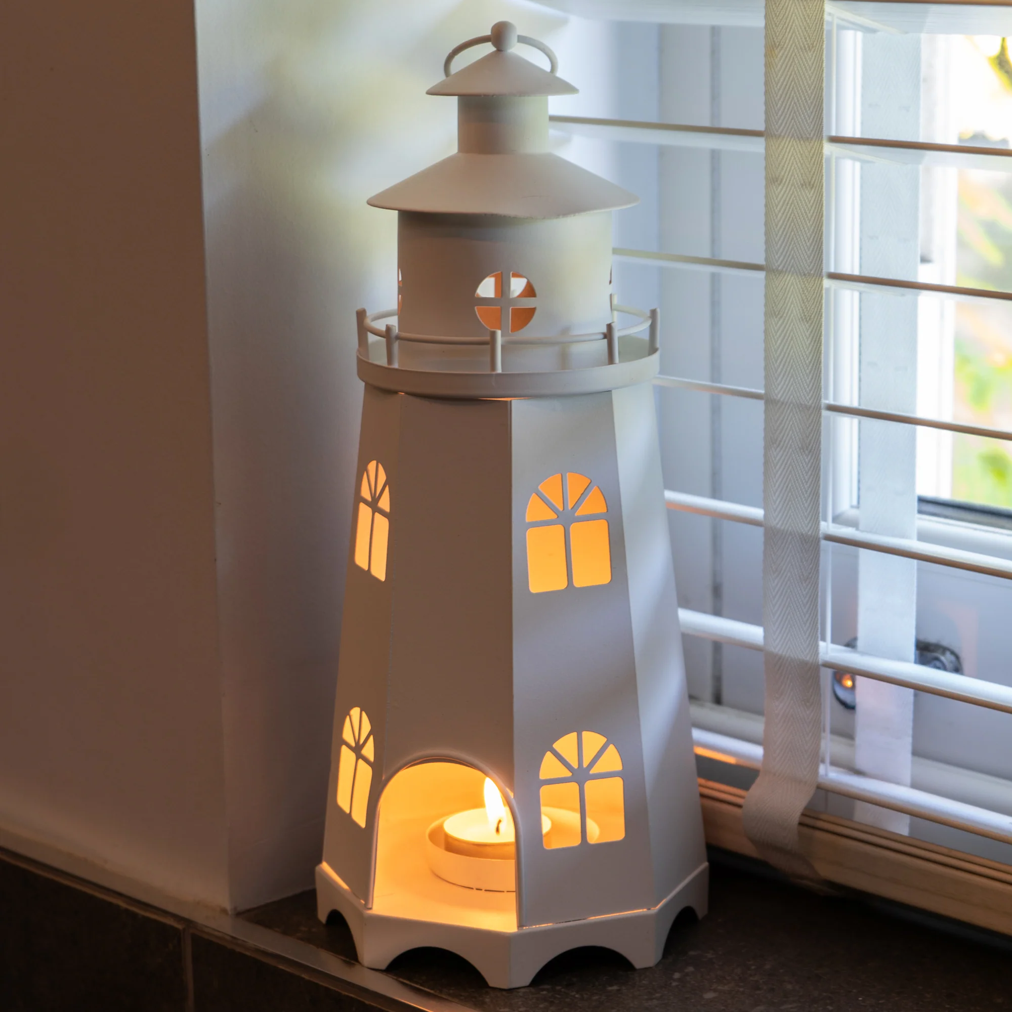 Elegant Matt White Lighthouse Lantern - Image 2