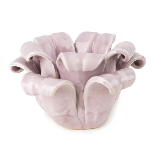 Lilac Glass Iris Flower Tealight Holder