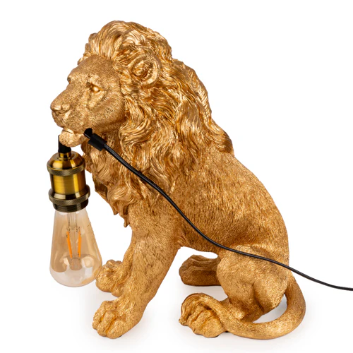 Majestic Antique Gold Lion Table Lamp - Image 2