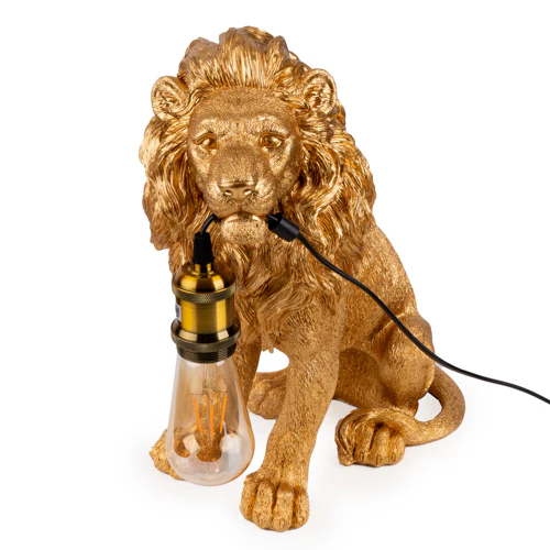 Majestic Antique Gold Lion Table Lamp - Image 3