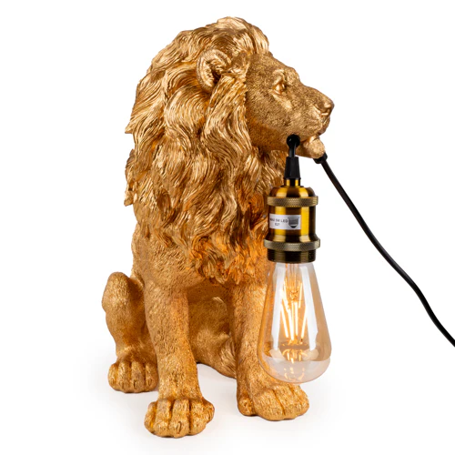 Majestic Antique Gold Lion Table Lamp - Image 4