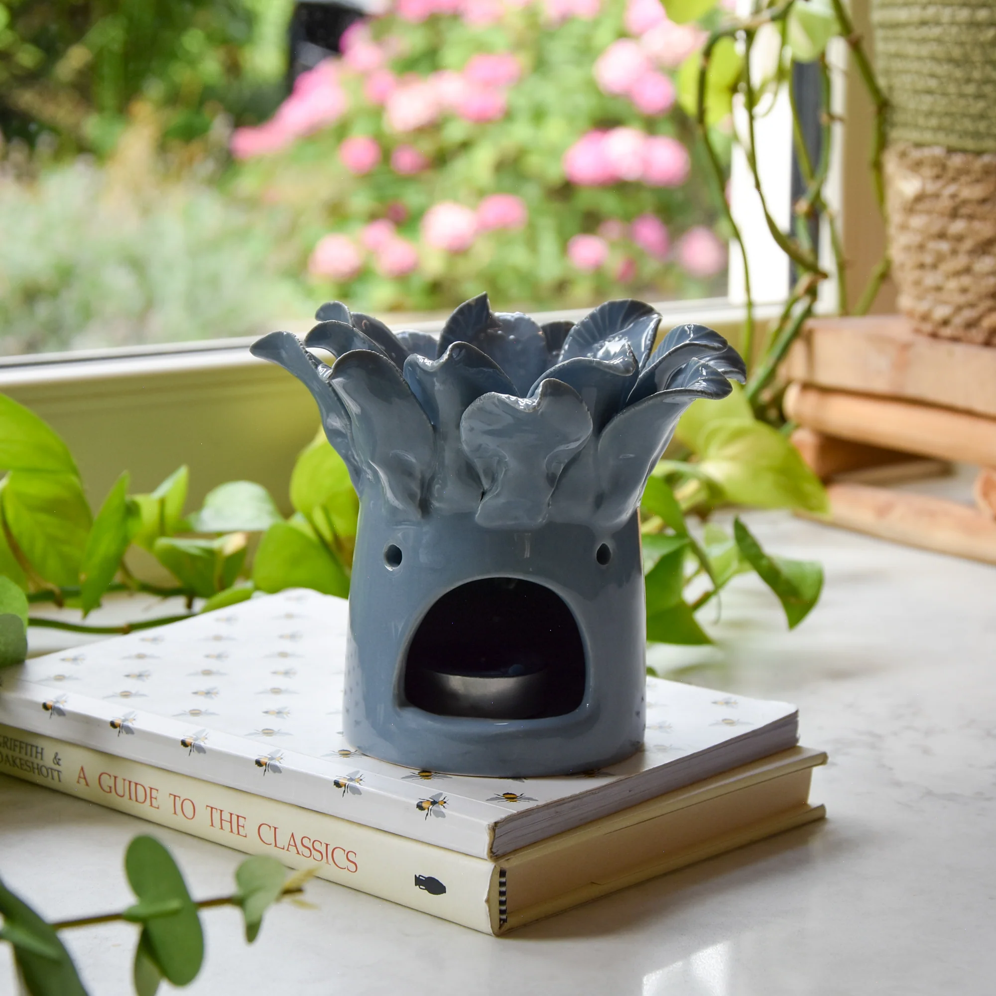 Lotus Flower Blue Ceramic Wax Melt Burner