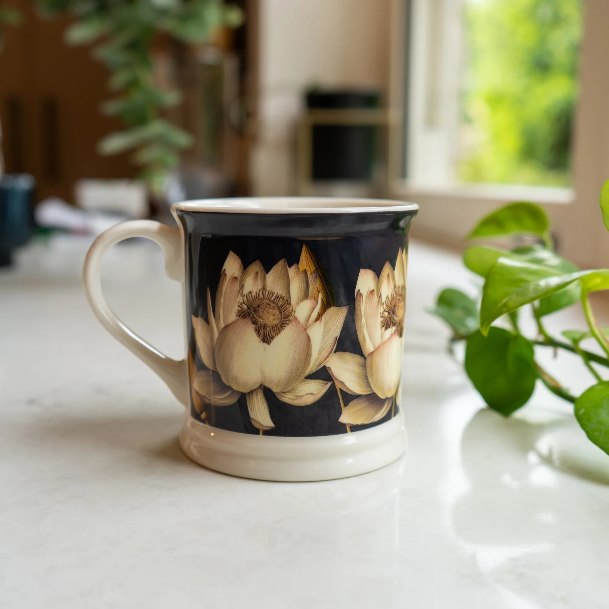Lotus Flower Blue Tankard Mug