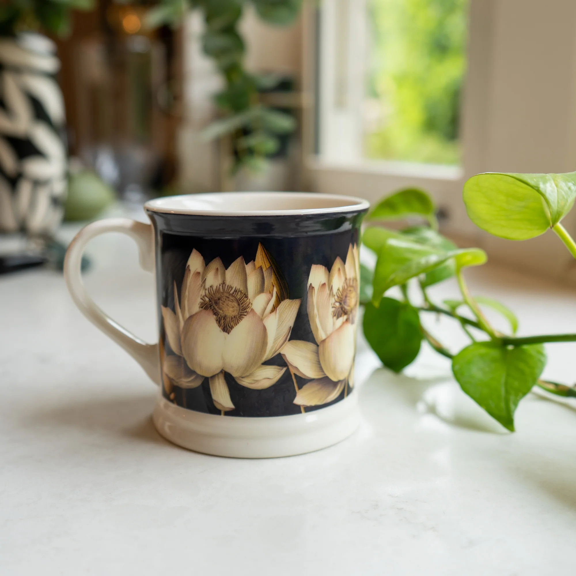 Lotus Flower Blue Tankard Mug - Image 2
