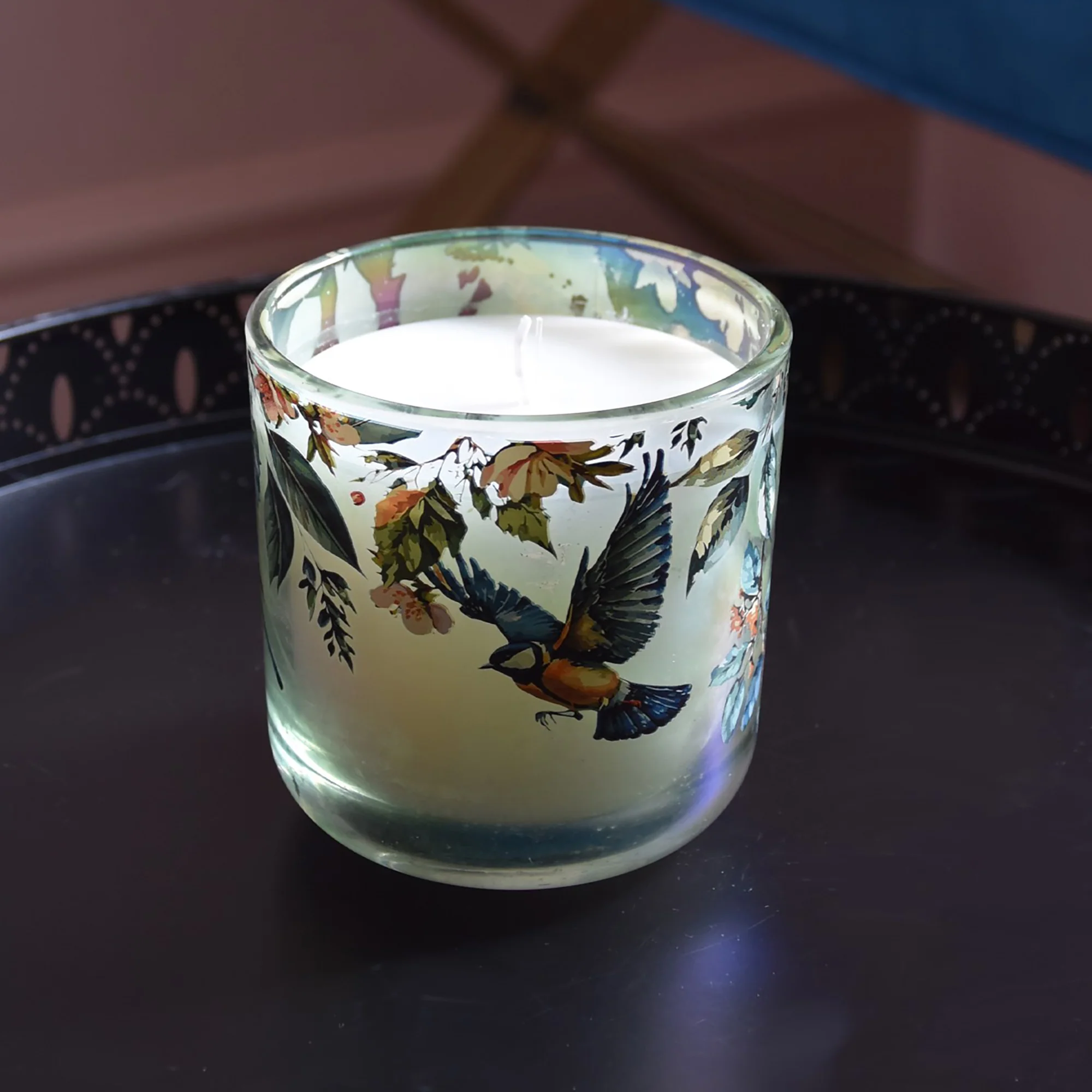 Lustre Green LED Candle with Garden Blooms Scent