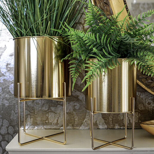 Luxe Sophisticated Large Gold Planter with Stand