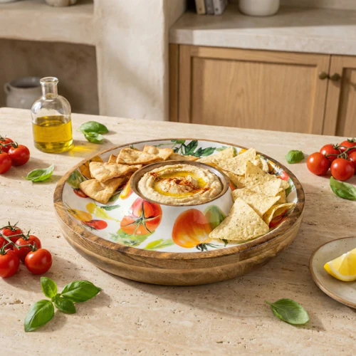 Chip & Dip Dish Mango Wood Tomatoes
