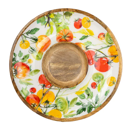 Chip & Dip Dish Mango Wood Tomatoes - Image 2