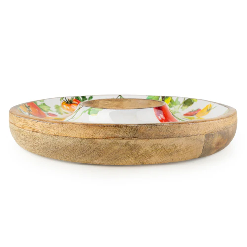 Chip & Dip Dish Mango Wood Tomatoes - Image 3