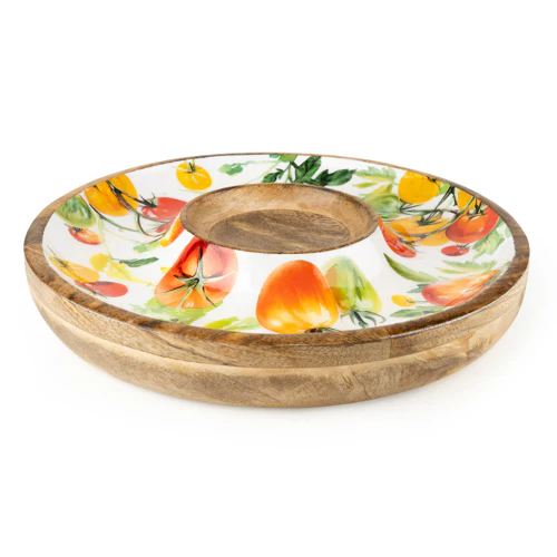 Chip & Dip Dish Mango Wood Tomatoes - Image 4