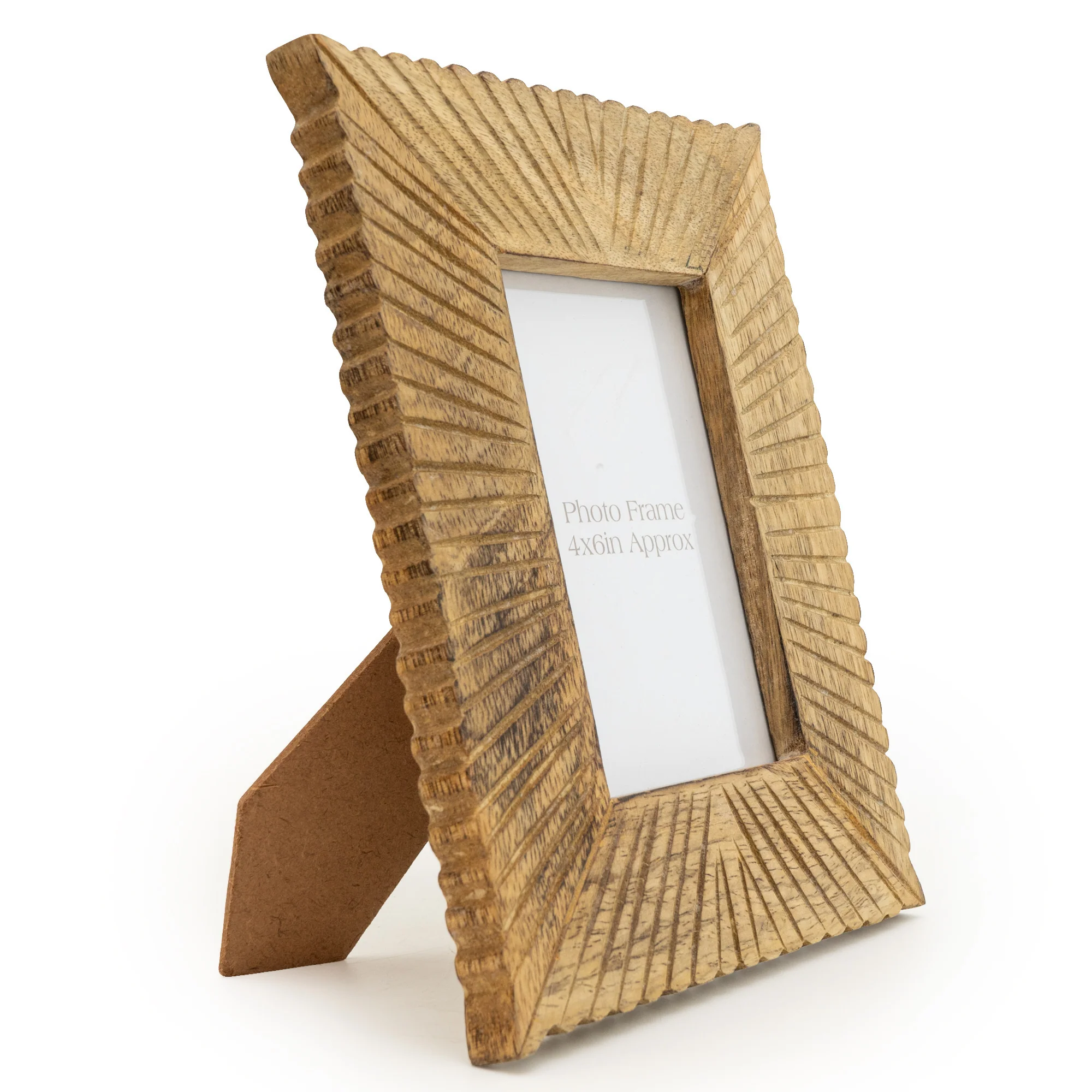 Charming 4x6" Mango Wood Photo Frame with Elegant Etched Lines - Image 3