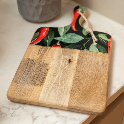 Mango Wood Paddle Board with Chilli Enamel