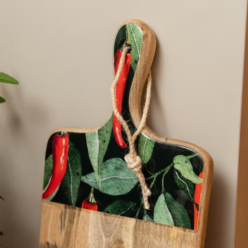 Mango Wood Paddle Board with Chilli Enamel - Image 3