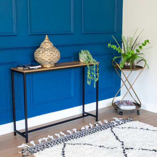 Elegant Oak Console Table - Wood & Metal Design - Image 3