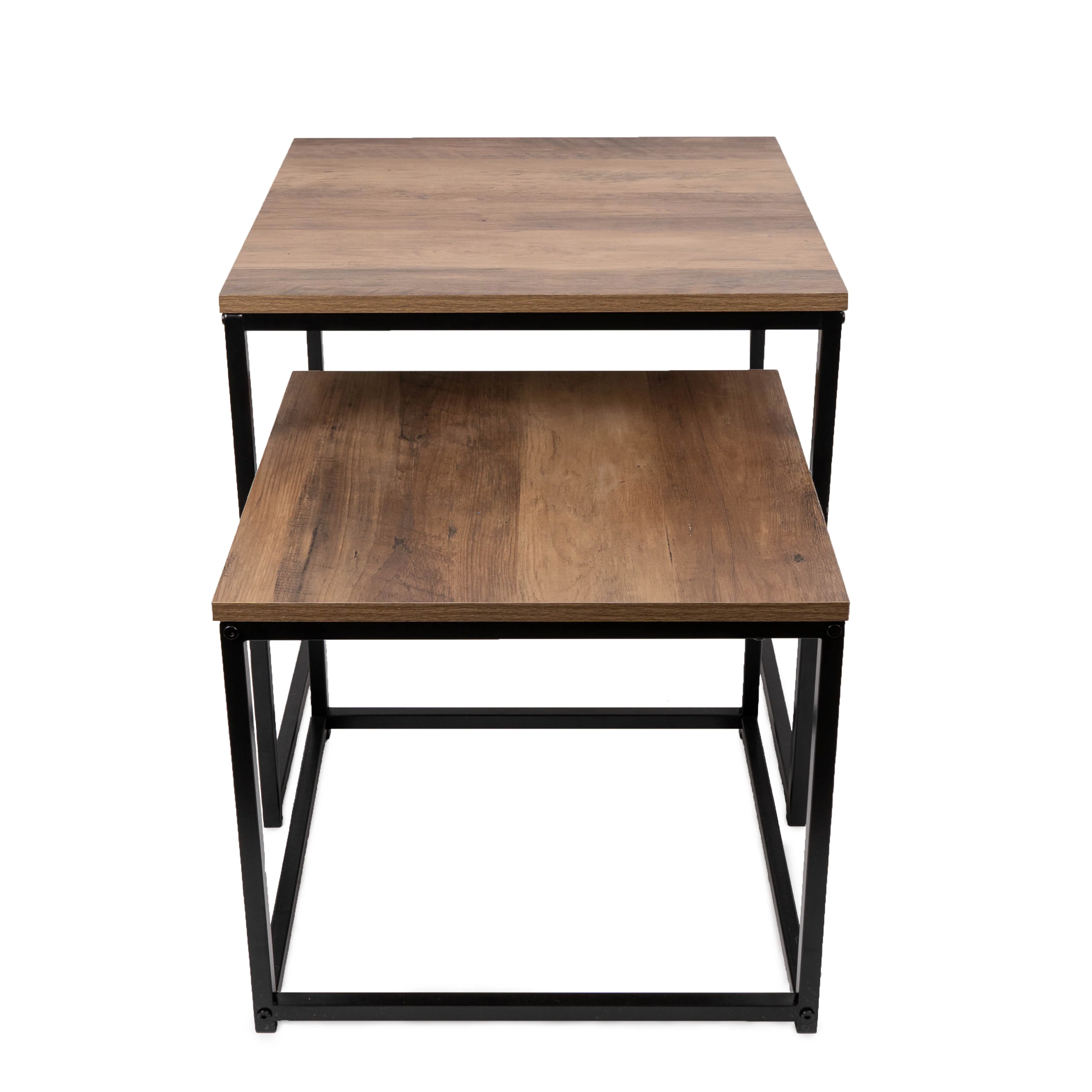 Modern Nesting Tables - Set of 2, Oak Wood & Metal Finish - Image 6