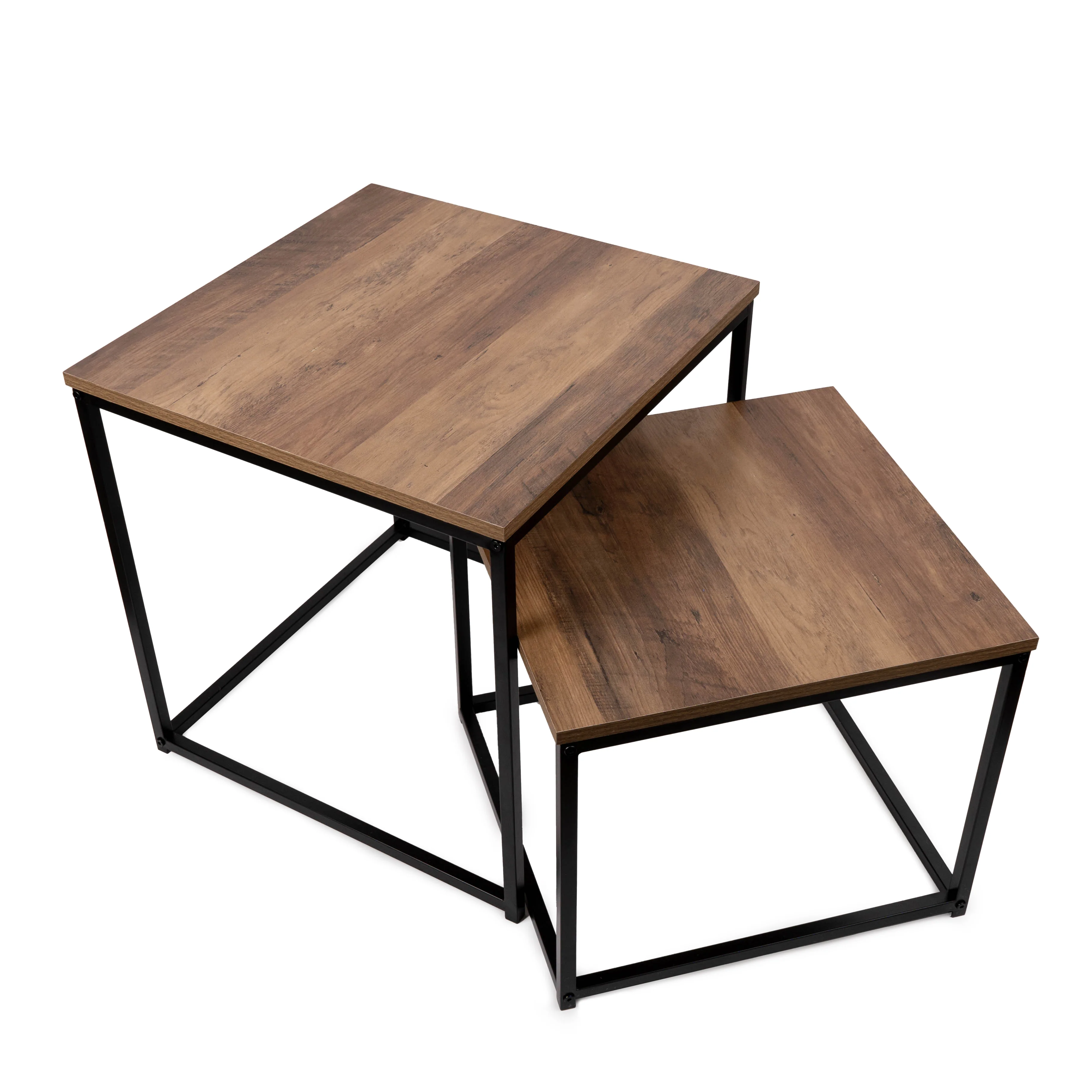 Modern Nesting Tables - Set of 2, Oak Wood & Metal Finish - Image 7