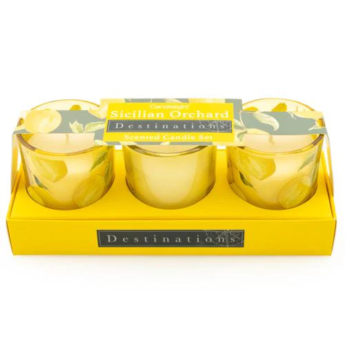 Mediterranean Lemon Grove Scent 'Sicilian Orchard' Set Of Mini Votives - Image 3