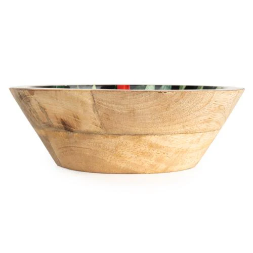 Medium Mango Wood Bowl with Chilli Enamel Print - Image 6