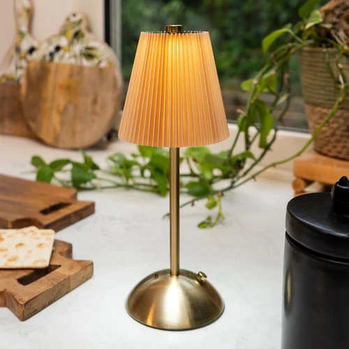 Metal Table Lamp with Pleated Shade in Ginger - Image 2