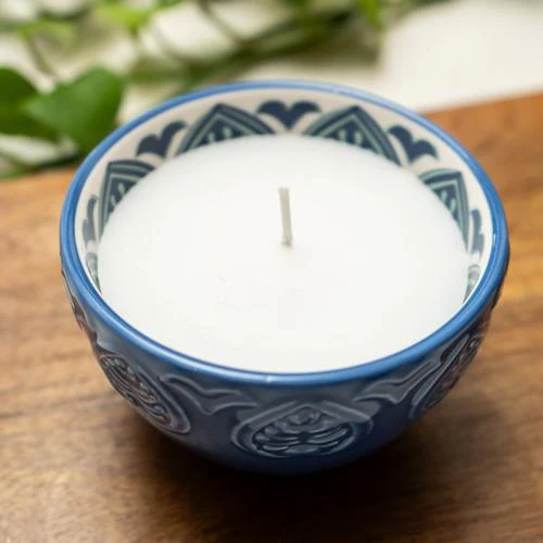 Sea Salt Meze Scented Candle in Blue Bowl - Image 3