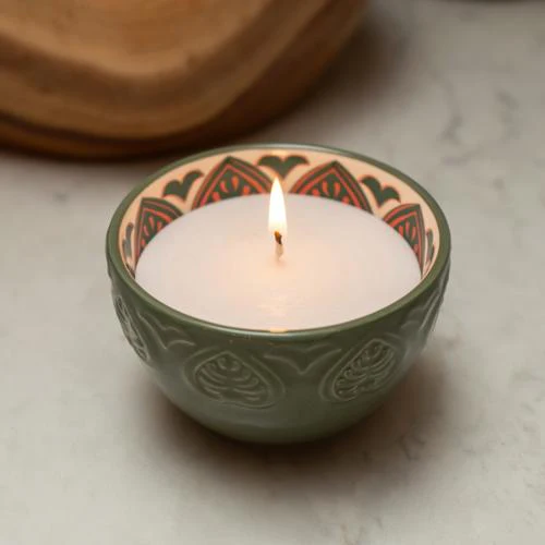Fig & Apple Meze Scented Candle in Green Bowl